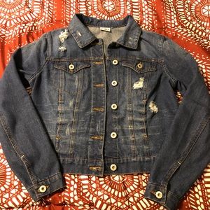 3/$15! EUC Awesome Distressed Jean Jacket Size S/M